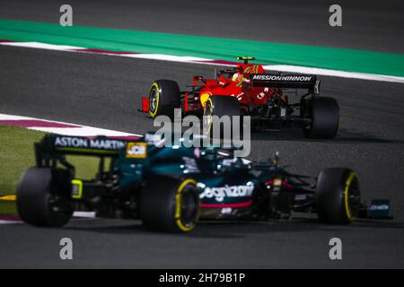 55 SAINZ Carlos (spa), Scuderia Ferrari SF21, action pendant le Grand Prix Ooredoo Qatar de Formule 1 2021, 20e tour du Championnat du monde de Formule 1 de la FIA 2021 du 19 au 21 novembre 2021 sur le circuit international de Losail, à Lusail, Qatar - photo: Xavi Bonilla/DPPI/LiveMedia Banque D'Images