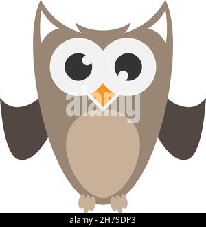 sympathique hibou de bande dessinée coloré isolé sur fond blanc, illustration vectorielle Illustration de Vecteur