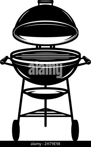 Illustration d'un barbecue de style monochrome.Élément de design pour logo, étiquette, signe, emblème, affiche.Illustration vectorielle Illustration de Vecteur