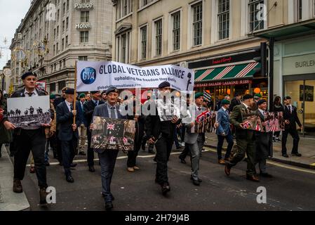 Alliance mondiale des vétérans à la manifestation anti-vaccin, Londres, Angleterre, Royaume-Uni, 20/11/2021 Banque D'Images