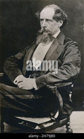 Portrait de Charles (John Huffam) Dickens (1812-1870) par Mason vers 1868-1870 ©Archives-Zephyr/Opale via Opale.photo *** Légende locale *** Banque D'Images