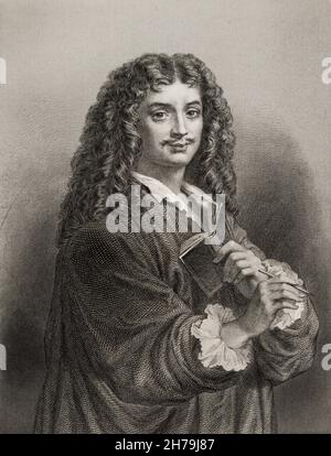 Portrait de Jean Baptiste Poquelin, dit Molière (1622-1673) ecrivain francais gravure du 19eme siecle ©Archives-Zephyr/Opale.photo *** Légende locale *** Banque D'Images