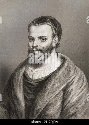 Portrait de François Rabelais (1494-1553) Gravure du 19eme siecle ©Archives-Zephyr/Opale.photo *** Légende locale *** Banque D'Images