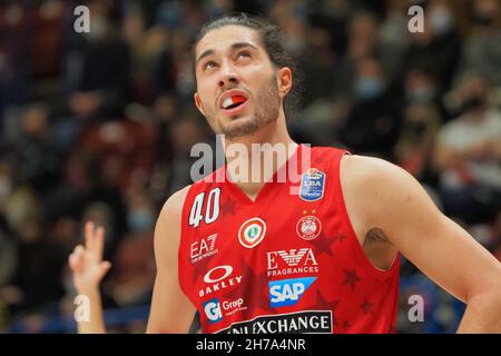 Milan, Italie.21 novembre 2021.Davide Alviti (AX Armani Exchange Olimpia Milano) pendant A|X Armani Exchange Milano vs Nutribullet Trévise Panier, basketball italien Un championnat de Serie à Milan, Italie, novembre 21 2021 crédit: Independent photo Agency/Alamy Live News Banque D'Images