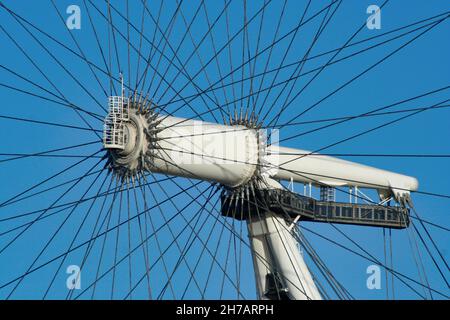 Londres, Angleterre - janvier 20 2007 : le London Eye (également connu sous le nom de Millennium Wheel) se trouve sur la rive sud de la Tamise. Banque D'Images