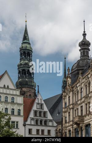 Vieilles rues et place de Zwickau, Allemagne, août 2017 Banque D'Images