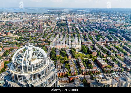 Boston Massachusetts, Prudential Center, Observatoire Skywalk, vue aérienne depuis le dessus, 111 Huntington Avenue, bâtiment gratte-ciel South Boston End Banque D'Images