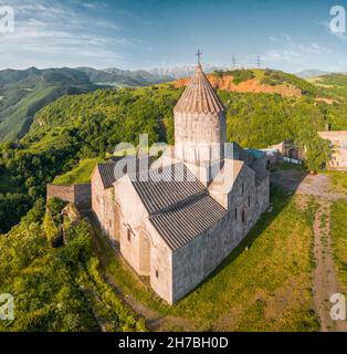 Vue aérienne du monastère de Tatev en Arménie, c'est un lieu de culte et de voyage célèbre.La religion et les principaux points de vue dans le Caucase Banque D'Images
