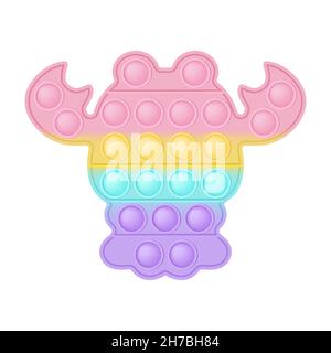 L'écrevisse à motif POPIT est un jouet en silicone très tendance pour les méduses.Jouet antistress aux couleurs pastel arc-en-ciel.L'anxiété de bulle de développement de jouets pop IT Illustration de Vecteur