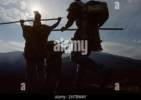 FRANCE.PYRÉNÉES ORIENTALES (66).VALLESPIR SUPÉRIEUR.PRATS DE MOLLO.LA FÊTE DE L'OURS Banque D'Images