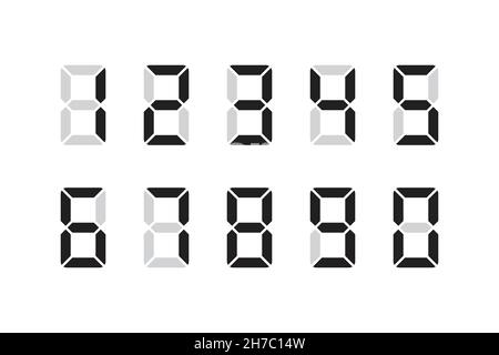 Radio-réveil numérique à vecteur de chiffres électroniques, montre numérique, affichage LED pour la conception graphique, logo, site Web, médias sociaux, application mobile,IU Illustration de Vecteur