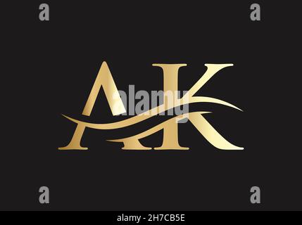 Logo lettre AK.Modèle de vecteur de conception de logo commercial de lettre AK initiale Illustration de Vecteur