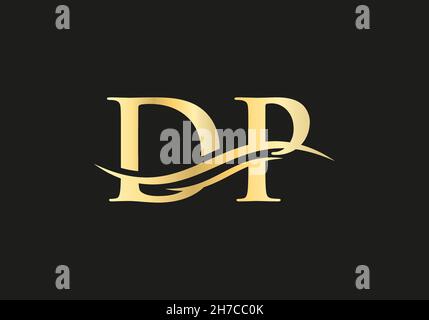 Design du logo DP.Logo Premium Letter DP avec concept vague d'eau Illustration de Vecteur