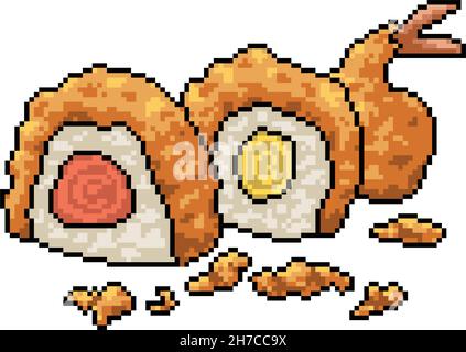 ensemble de sushi japonais pixel art Illustration de Vecteur