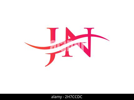 DESIGN DU LOGO JN.Logo Premium Letter JN avec concept vague d'eau Illustration de Vecteur