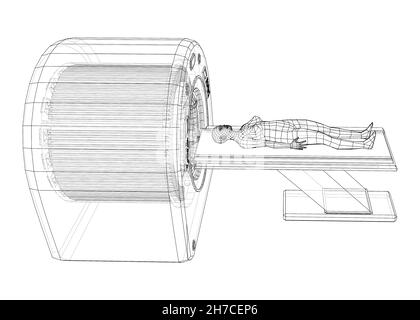 Patiente allongée sur un scanner CT ou IRM Banque D'Images