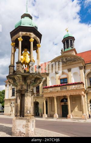 Magdebourg : ancien hôtel de ville, réplique du cavalier de Magdebourg dans , Sachsen-Anhalt, Saxe-Anhalt, Allemagne Banque D'Images