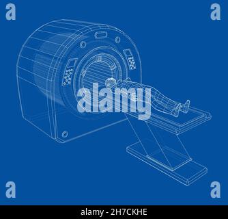 Patiente allongée sur un scanner CT ou IRM Banque D'Images