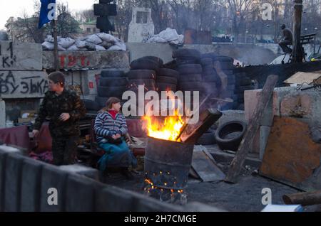 Révolution ukrainienne pour l’adhésion à l’Union européenne.Place Maidan Nezalezhnosti à Kiev, Ukraine Banque D'Images