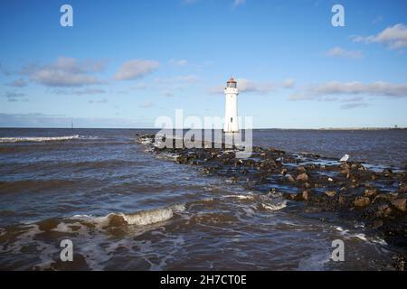Phare de Perch rock Nouveau phare de Brighton le Wirral merseyside royaume-uni Banque D'Images