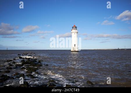 Phare de Perch rock Nouveau phare de Brighton le Wirral merseyside royaume-uni Banque D'Images