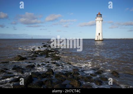 Phare de Perch rock Nouveau phare de Brighton le Wirral merseyside royaume-uni Banque D'Images