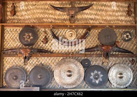 Konyak Tribe, village de Longwa, Nagaland, Inde Banque D'Images