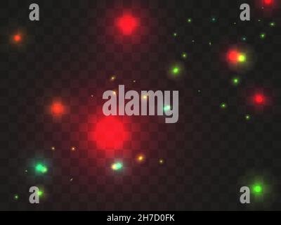 Lumière brillante sur fond transparent. Particules brillantes, lueur magique. Lumière étincelante. Poussière d'étoile. Concevoir un modèle pour la bannière, l'affiche et la Grétine Illustration de Vecteur