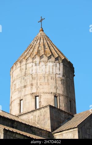 Détails architecturaux gros plan du dôme de l'église arménienne dans le monastère de Tatev Banque D'Images