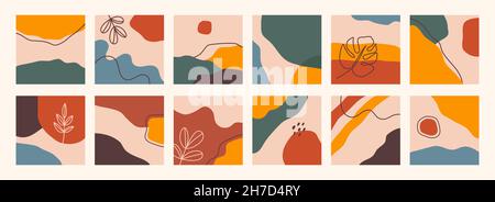 Collection de fonds abstraits.Diverses formes dessinées à la main et objets en forme d'oedle.Illustrations vectorielles modernes et contemporaines. Illustration de Vecteur