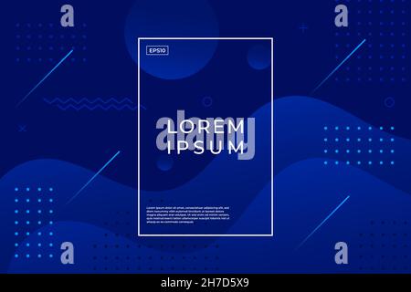 Résumé bleu foncé dégradé ondulée fond géométrique moderne avec style coloré dégradé couleur. Page d'arrivée, page de couverture.Vecteur Eps10. Illustration de Vecteur