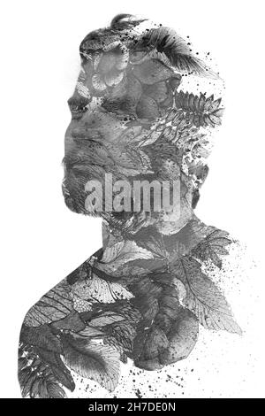 Peinture.Portrait spectaculaire mais beau d'un jeune homme Banque D'Images