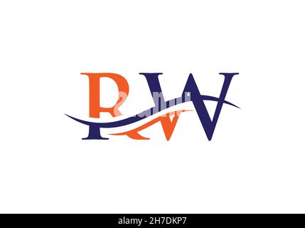 Logo RW.Modèle vectoriel de conception de logo d'entreprise de lettre RW initiale Illustration de Vecteur