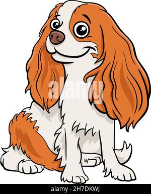 Illustration de la bande dessinée cavalier King Charles chien de race personnage animal Illustration de Vecteur