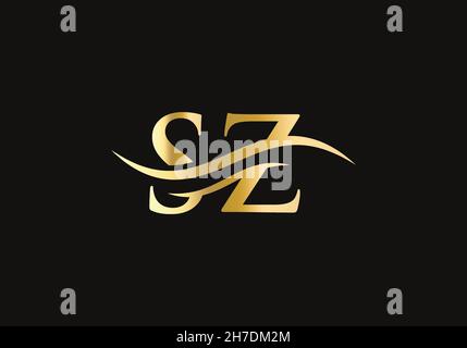 SZ logo design vectoriel.Logo Swoosh lettre SZ.Modèle de vecteur de logo lié à la lettre SZ initiale Illustration de Vecteur