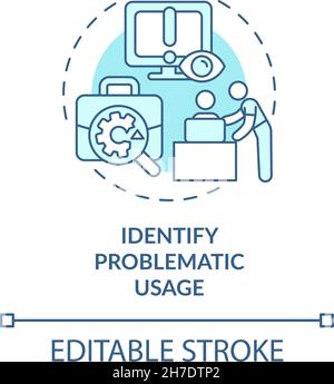 Identifier l'icône de concept bleu d'utilisation problématique Illustration de Vecteur