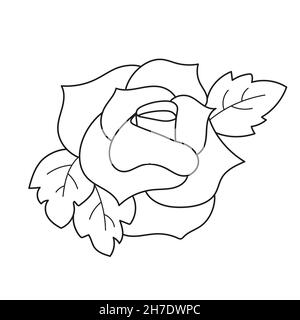 Page de coloriage simple.Illustration de roses à la main noire et blanche.Page de livre de coloriage pour les enfants. Illustration de Vecteur