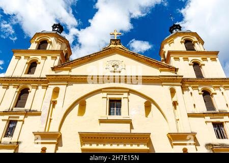 Façade de l'église de la Candelaria à Bogota, Colombie, Amérique du Sud Banque D'Images