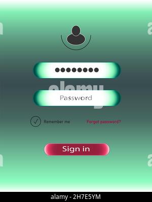 Conception de l'interface de membre de connexion, applications de page ou mobiles, élément Web de connexion. Banque D'Images
