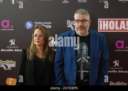 21 novembre 2021, Tolède, Castilla la Mancha, Espagne : cérémonie de clôture et de remise des prix de la 13e édition du festival du film et de la littérature Cibra à Tolède.Le gala a eu lieu au Palacio de Congresos 'El Greco' à Tolède, Castilla la Mancha, Espagne. Cérémonie de clôture et de remise des prix de la 13e édition du festival du film et de la littérature Cibra à Tolède.(Credit image: © Alvaro Laguna/Pacific Press via ZUMA Press Wire) Banque D'Images