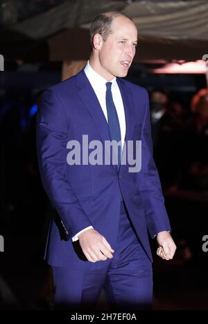 Le duc de Cambridge arrive pour assister aux Tusk conservation Awards au BFI Southbank à Londres.Date de la photo: Lundi 22 novembre 2021. Banque D'Images