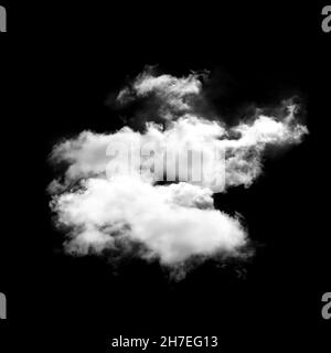 Un seul nuage blanc isolé sur fond noir, rendu 3D nuage forme illustration haute résolution Banque D'Images