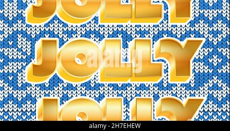 Image de texte Jolly en répétition à noël sur fond bleu Banque D'Images