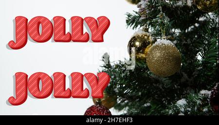 Image de texte en répétition sur l'arbre de noël Banque D'Images