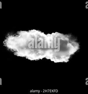 Nuage blanc unique isolé sur fond noir, illustration de rendu 3D Banque D'Images
