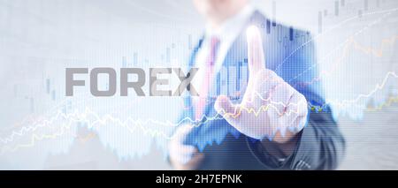 Concessionnaire d'échange Forex. Concept de technologie financière. Bulle boursière. Banque D'Images