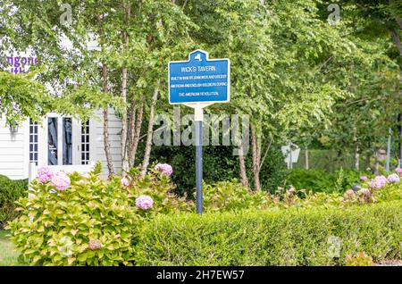 Site historique, Wick's Tavern, Bridgehampton, NY Banque D'Images