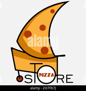 résumé logo minimal du magasin de pizza avec tranche de pizza voile 1 Illustration de Vecteur