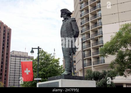 Statue de Tadeusz Kosciuszko à Logan Square, sur Benjamin Franklin Parkway, Philadelphie, PA, États-Unis Banque D'Images