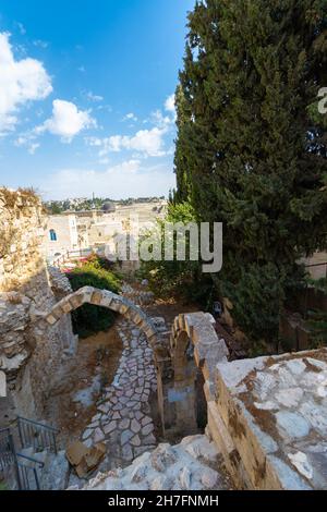 jérusalem-israël.13-10-2021.Vestiges de bâtiments anciens dans les fouilles archéologiques de la vieille ville de Jérusalem Banque D'Images